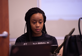 Female sitting in class